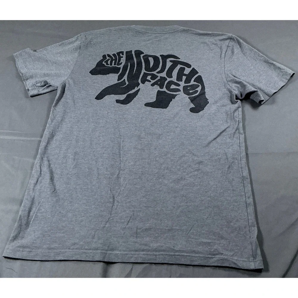 The North Face Mens Gray Bear Graphic Logo T-Shirt Small Short Sleeve Heather